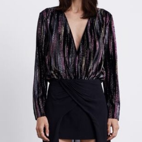 Zara Sparkly Velvet Bodysuit - Picture 2 of 10